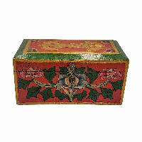 Tibetan Ritual Wooden Box With Dorje, [painted], Dark Plum