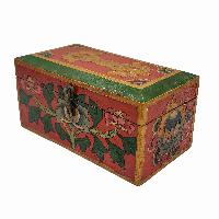 Tibetan Ritual Wooden Box With Dorje, [painted], Dark Plum