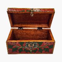 Tibetan Ritual Wooden Box With Dorje, [painted], Dark Plum