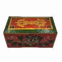 Tibetan Ritual Wooden Box With Dorje, [painted], Dark Plum