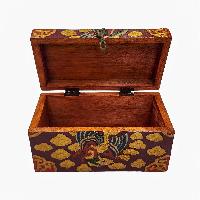 Tibetan Ritual Wooden Box, [painted], Gray