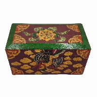 Tibetan Ritual Wooden Box, [painted], Gray