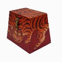 Tibetan Ritual Wooden Box With Tiger Design, [painted]