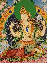 Chenrezig Thangka, Buddhist Traditional Painting, Tibetan Style, [real Gold]