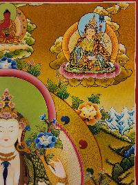 Chenrezig Thangka, Buddhist Traditional Painting, Tibetan Style, [real Gold], Three Great Bodhisattvas