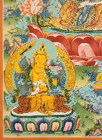 Chenrezig - Avalokiteshvara, Buddhist Handmade Thangka Painting, [real Gold], Three Great Bodhisattvas