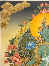 Green Tara, Buddhist Handmade Thangka Painting, [real Gold]