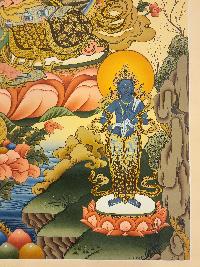 Green Tara, Buddhist Handmade Thangka Painting, [real Gold]