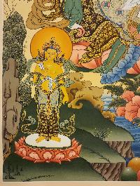 Green Tara, Buddhist Handmade Thangka Painting, [real Gold]