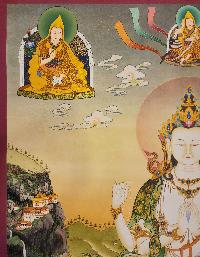 Chenrezig, [master Quality] Buddhist Handmade Thangka Painting, Tibetan Style, [real Gold], [rare Find]