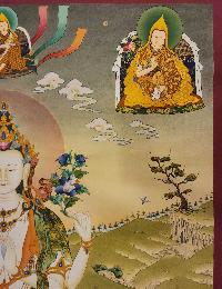 Chenrezig, [master Quality] Buddhist Handmade Thangka Painting, Tibetan Style, [real Gold], [rare Find]