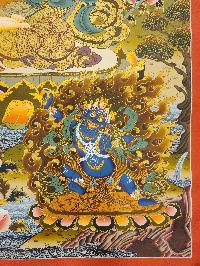 Chenrezig, [master Quality] Buddhist Handmade Thangka Painting, Tibetan Style, [real Gold], With Pancha Buddha And Three Great Bodhisattvas