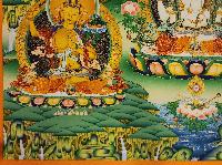 Chenrezig, Buddhist Handmade Thangka Painting, Tibetan Style, With Three Great Bodhisattvas