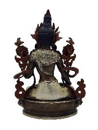 White Tara, Buddhist Miniature Statue, [silver And Chocolate Oxidized]