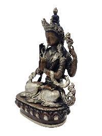 Chenrezig, Buddhist Miniature Statue, [silver And Chocolate Oxidized]