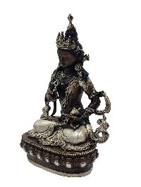 Vajrasattva, Buddhist Miniature Statue, [silver And Chocolate Oxidized]