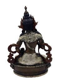 Vajrasattva, Buddhist Miniature Statue, [silver And Chocolate Oxidized]