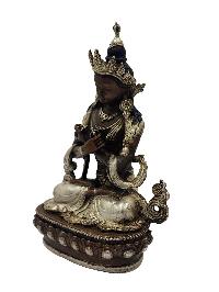 Vajradhara, Buddhist Miniature Statue, [silver And Chocolate Oxidized]