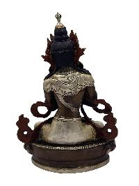 Vajradhara, Buddhist Miniature Statue, [silver And Chocolate Oxidized]