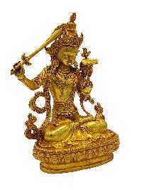 Manjushri, Buddhist Miniature Statue, [full Gold Plated]