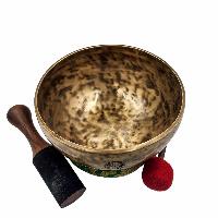 Full Moon Bowl, Buddhist Hand Beaten, Moon Carved, Antique Finishing