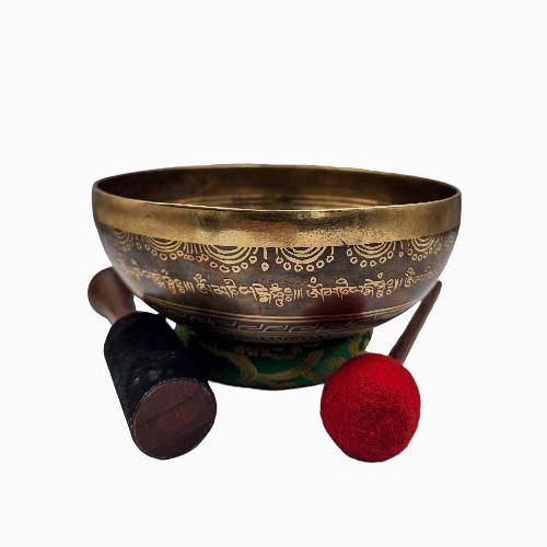 Singing Bowl, Buddhist Hand Beaten, With Fine Etching Carving