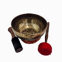 Singing Bowl, Buddhist Hand Beaten, With Fine Etching Carving