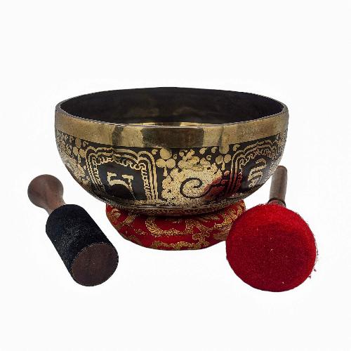 Singing Bowl, Buddhist Hand Beaten, With Fine Etching Carving