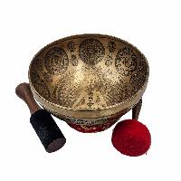 Jambati Singing Bowl, Buddhist Hand Beaten, With Fine Etching Carving