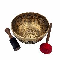 Jambati Singing Bowl, Buddhist Hand Beaten, With Fine Etching Carving