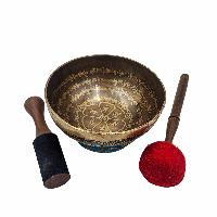 Singing Bowl, Buddhist Hand Beaten, With Fine Etching Carving