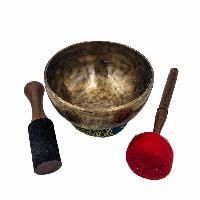 Singing Bowl, Buddhist Hand Beaten, Plain, Antique Finishing