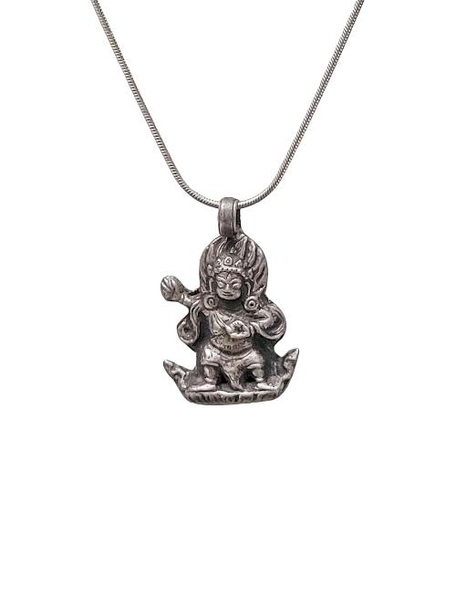 pendant, Buddhist Silver Amulet With vajrapani, silver Chain Included