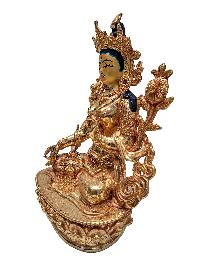 [white Tara], Buddhist Handmade Statue, [full Gold Plated] With [face Painted]