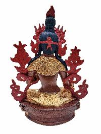 [green Tara], Buddhist Handmade Statue, [partly Gold Plated] With [face Painted]