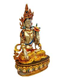 [white Tara], Buddhist Handmade Statue, [partly Gold Plated] With [face Painted], [master Quality]