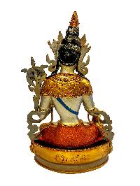 [white Tara], Buddhist Handmade Statue, [partly Gold Plated] With [face Painted], [master Quality]