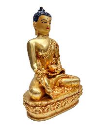 [medicine Buddha], Buddhist Handmade Statue, [gold Plated] With [face Painted]