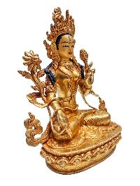 [white Tara], Buddhist Handmade Statue, [gold Plated] With [face Painted]