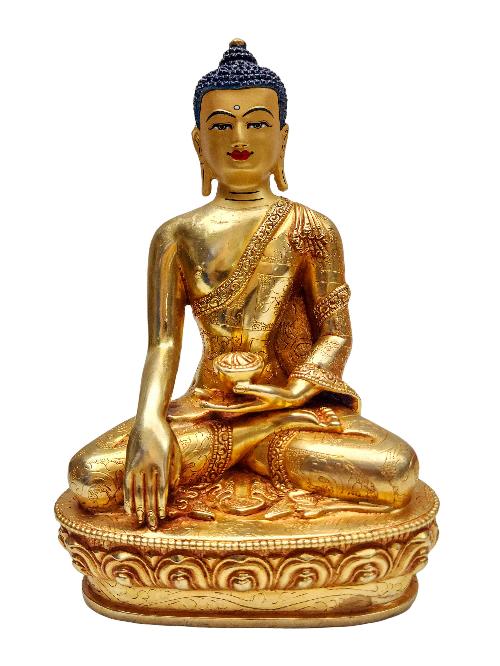 [shakyamuni Buddha], Buddhist Handmade Statue, [gold Plated] With [face Painted]