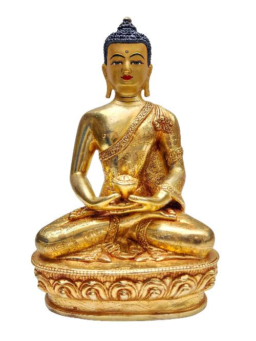 [amitabha Buddha], Buddhist Handmade Statue, [gold Plated] With [face Painted]