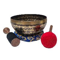 Jambati Singing Bowl Singing Bowl, Buddhist Hand Beaten, Double Dorje Carved