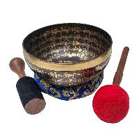 Jambati Singing Bowl Singing Bowl, Buddhist Hand Beaten, Double Dorje Carved