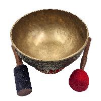 Jambati Singing Bowl, Buddhist Hand Beaten [carved], With Design