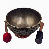 Jambati Singing Bowl, Buddhist Hand Beaten [carved], With Design