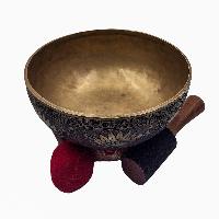 Jambati Singing Bowl, Buddhist Hand Beaten [carved], With Design