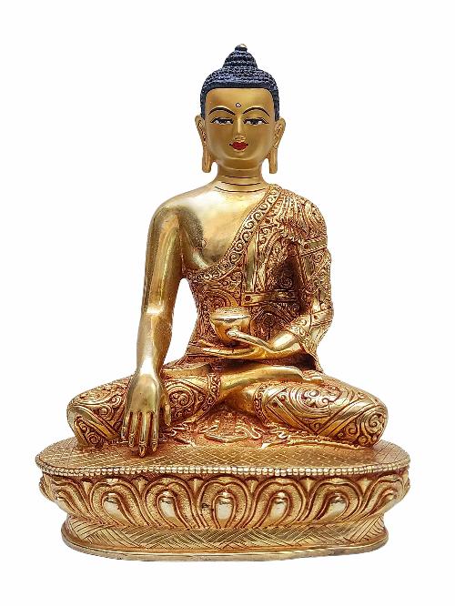 [shakyamuni Buddha], Buddhist Handmade Statue, [gold Plated] And [face Painted]