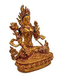 [white Tara], Buddhist Handmade Statue, [gold Plated] And [face Painted]