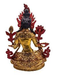 [green Tara], Buddhist Handmade Statue, [gold Plated] And [face Painted]