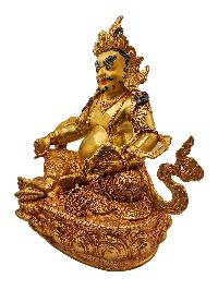 [yellow Jambhala], Buddhist Handmade Statue, [gold Plated] And [face Painted]